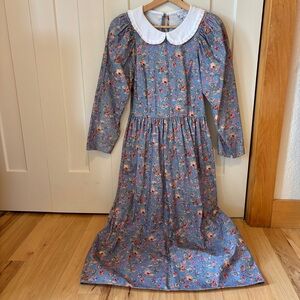 Ghost London Size XS Periwinkle Floral Maxi Dress with White Ruffle Collar